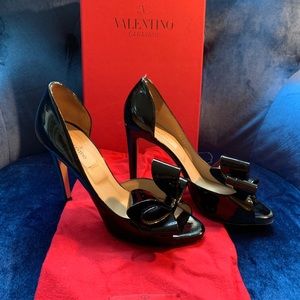 Valentino Black Patent Bow Heels